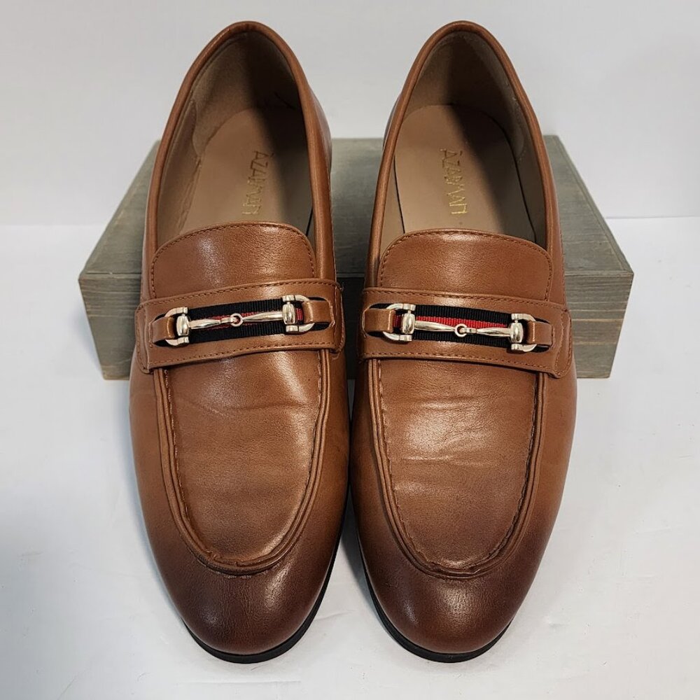 AZARMAN‎ Cognac Brown Slip On Loafers With Buckle Mens Size 10.5 - Picture 3 of 15